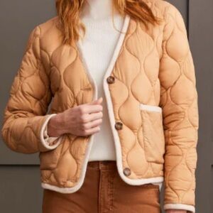 TRIBAL Women's Tan Button Quilted Water Repellent Puffer Jacket Size XL NEW